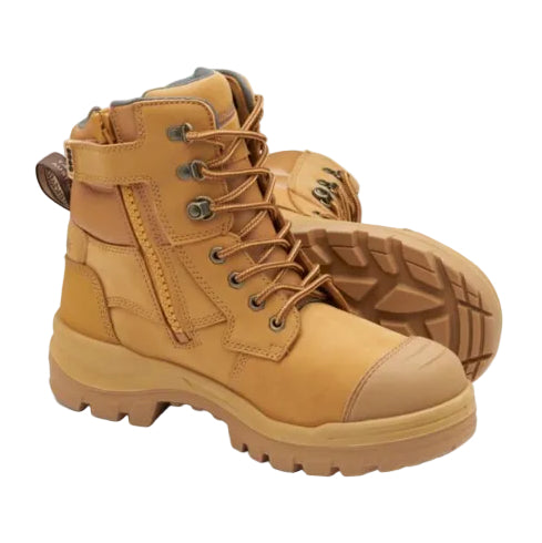 Blundstone Unisex Rotoflex TPU-Safety 150mm Ankle Zip Lace Up Boots (8060) Wheat Nubuck