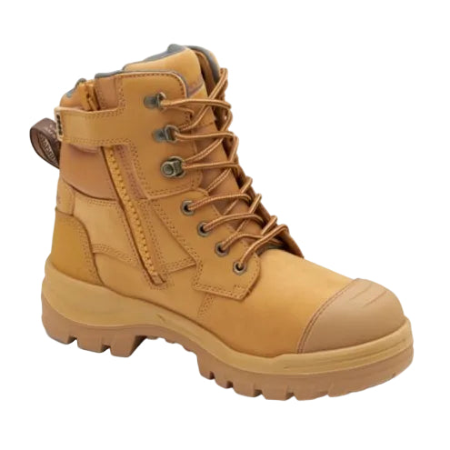 Blundstone Unisex Rotoflex TPU-Safety 150mm Ankle Zip Lace Up Boots (8060) Wheat Nubuck