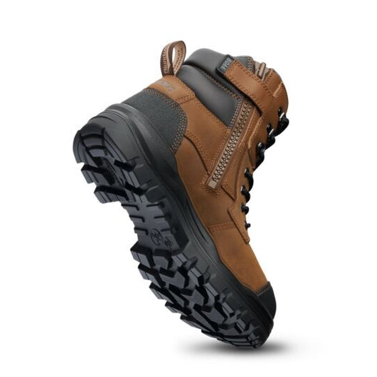 Blundstone Unisex Rotoflex TPU-Safety 150mm Ankle Zip Lace Up Boots (8066) Saddle Brown