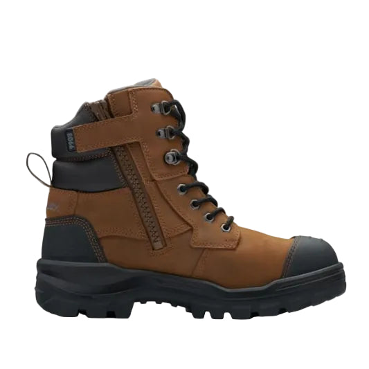 Blundstone Unisex Rotoflex TPU-Safety 150mm Ankle Zip Lace Up Boots (8066) Saddle Brown