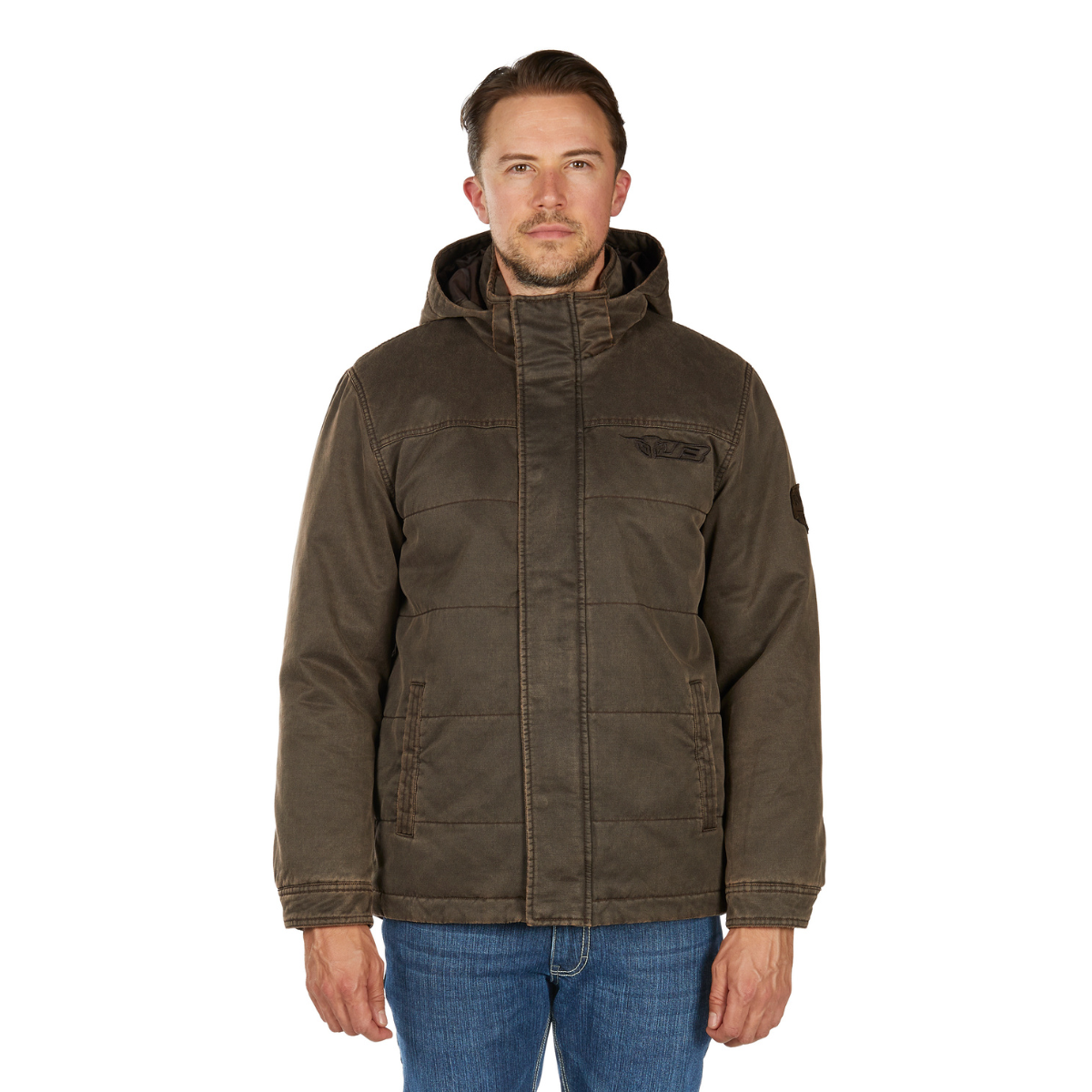 Bullzye Mens Canon Faux Oilskin Jacket (B6W1704514) Rustic Mulch