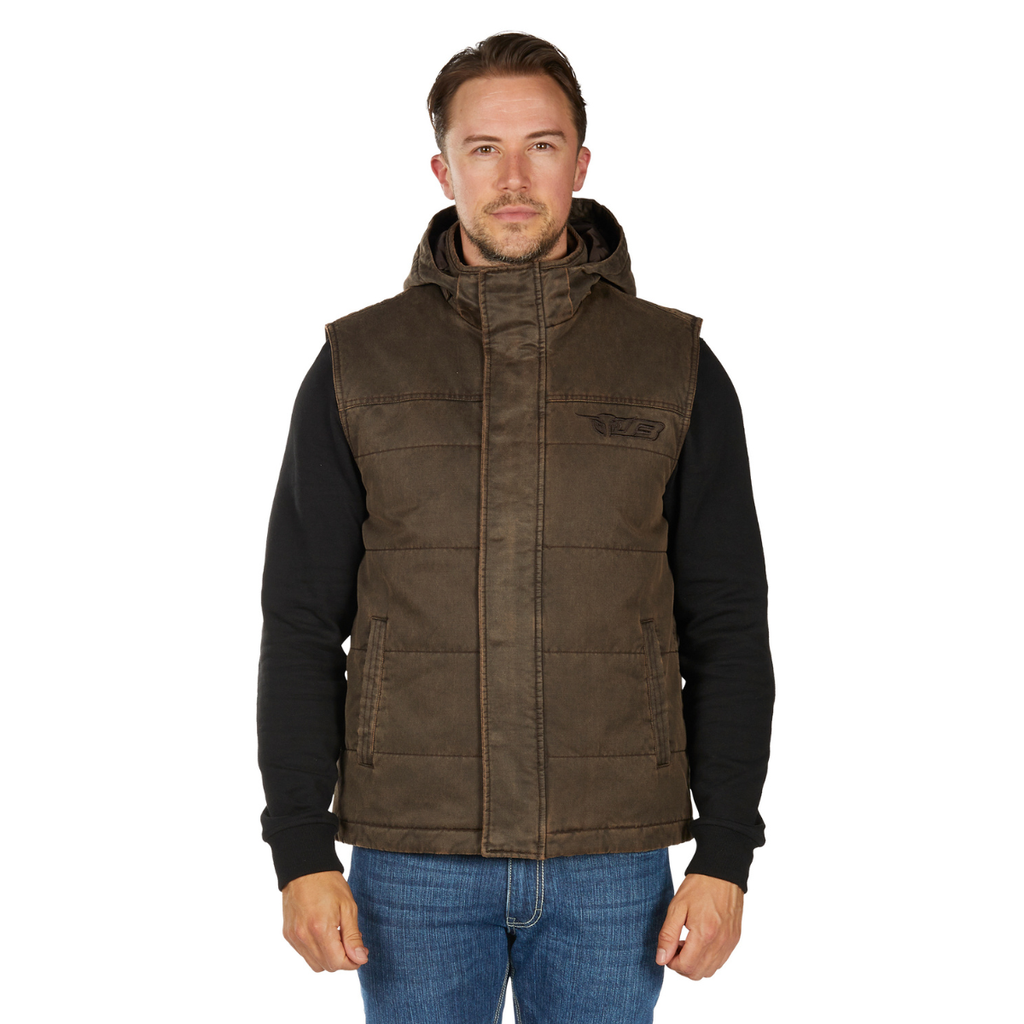 Bullzye Mens Canon Faux Oilskin Vest (B6W1604514) Rustic Mulch
