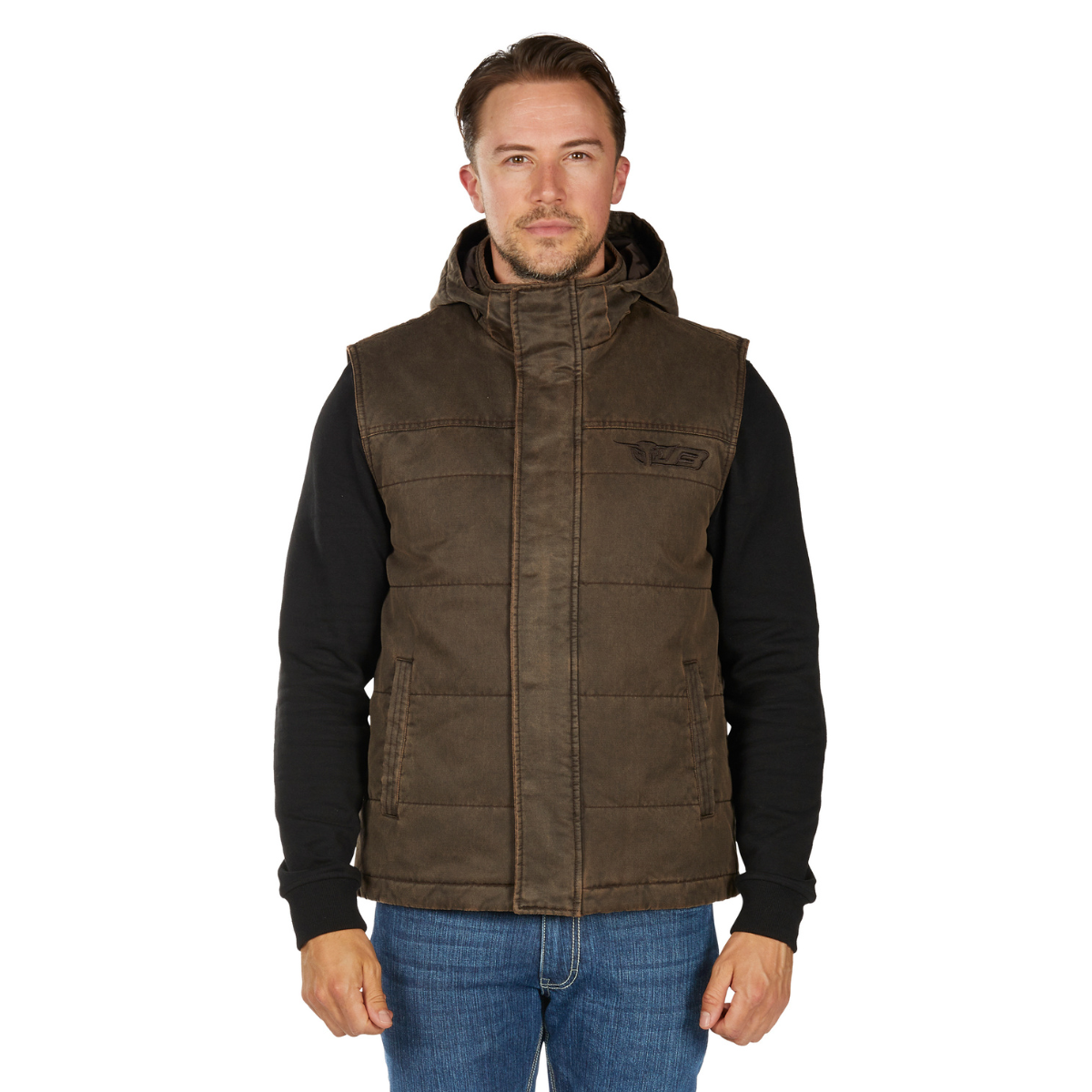 Bullzye Mens Canon Faux Oilskin Vest (B6W1604514) Rustic Mulch