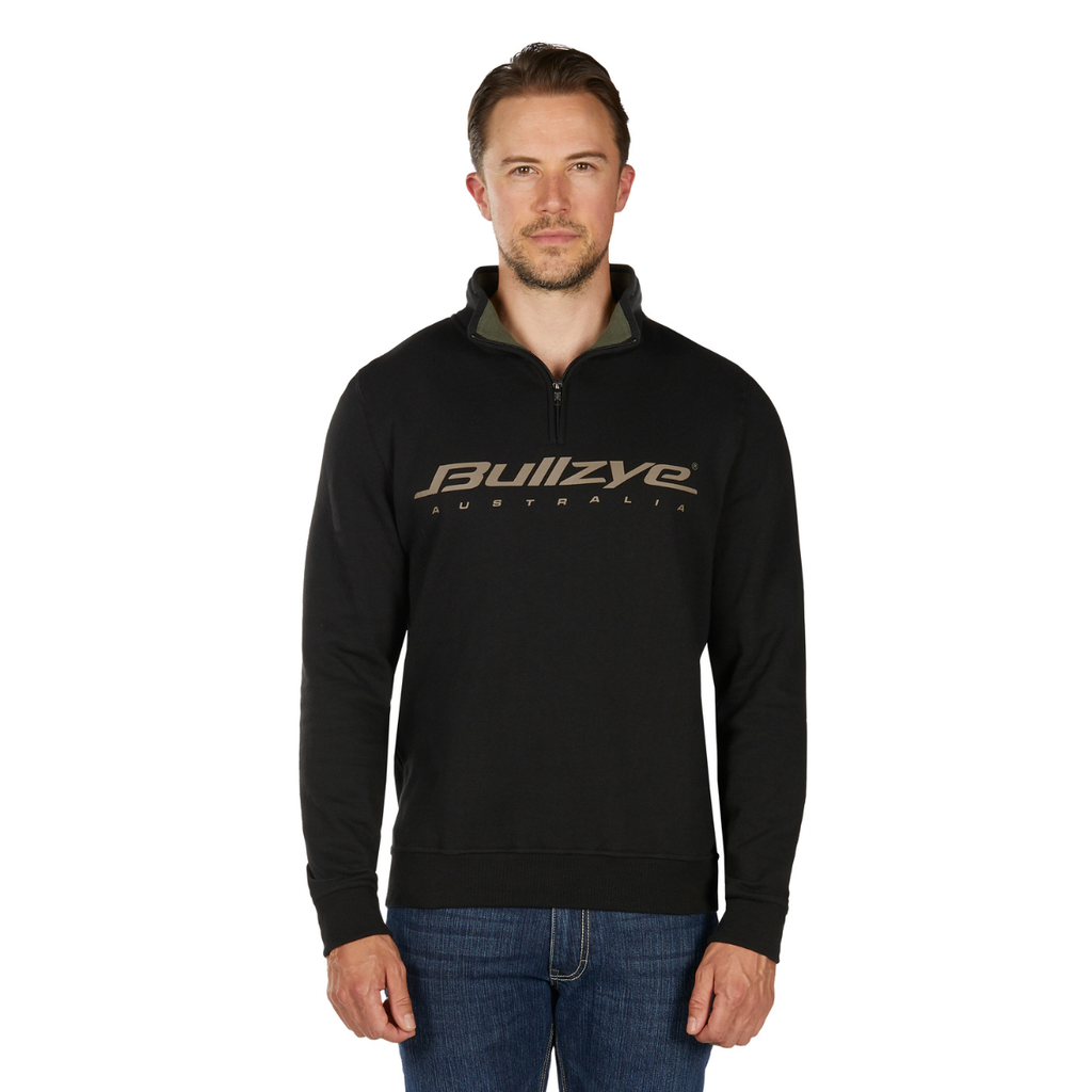 Bullzye Mens Logo 1/4 Zip Pullover (B6W1517504) Black