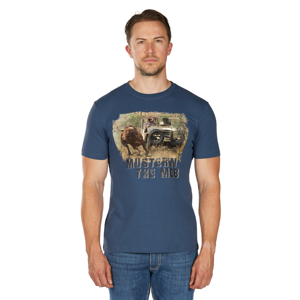 Bullzye Mens Muster S/S Tee (B6W1503510) Blue Steel