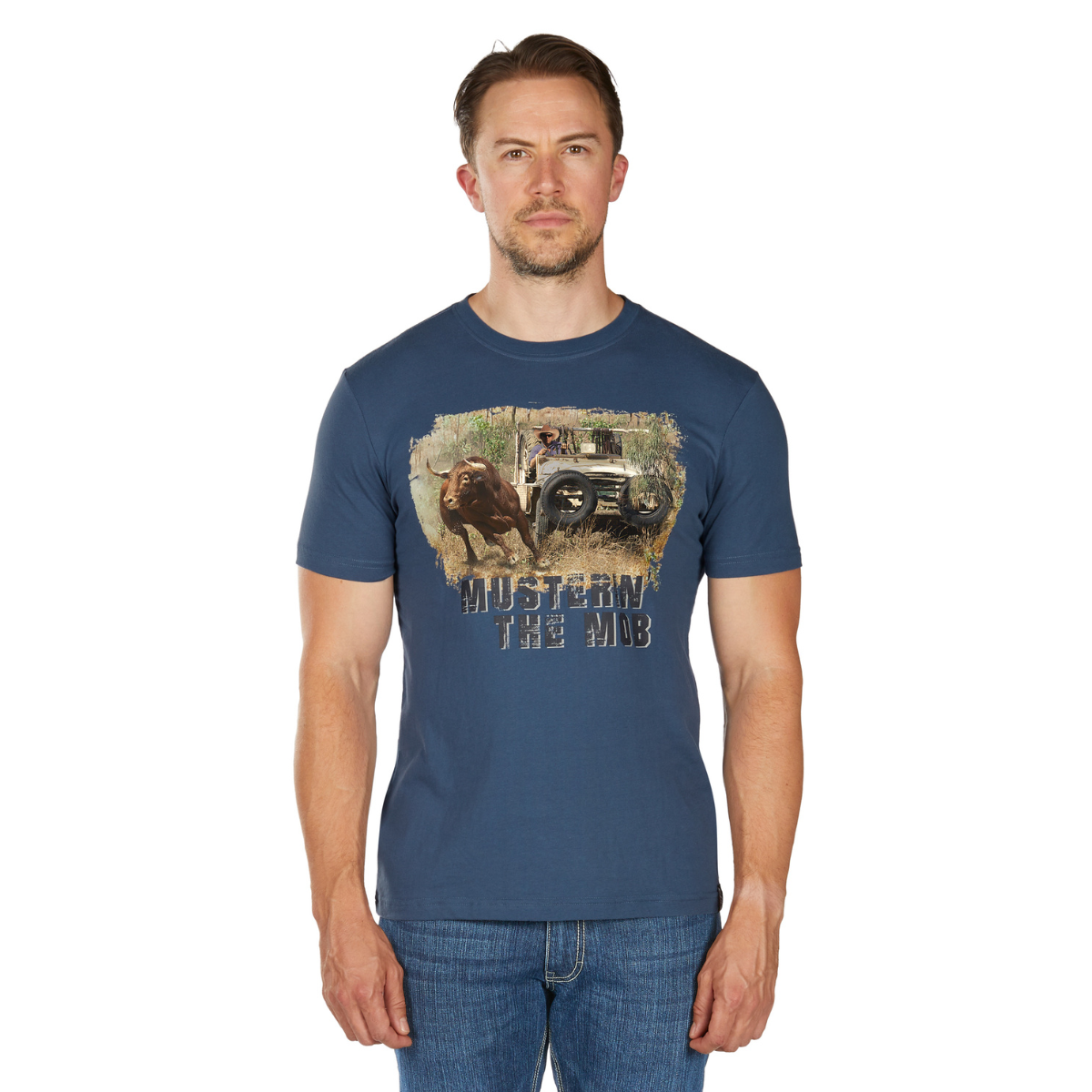 Bullzye Mens Muster S/S Tee (B6W1503510) Blue Steel