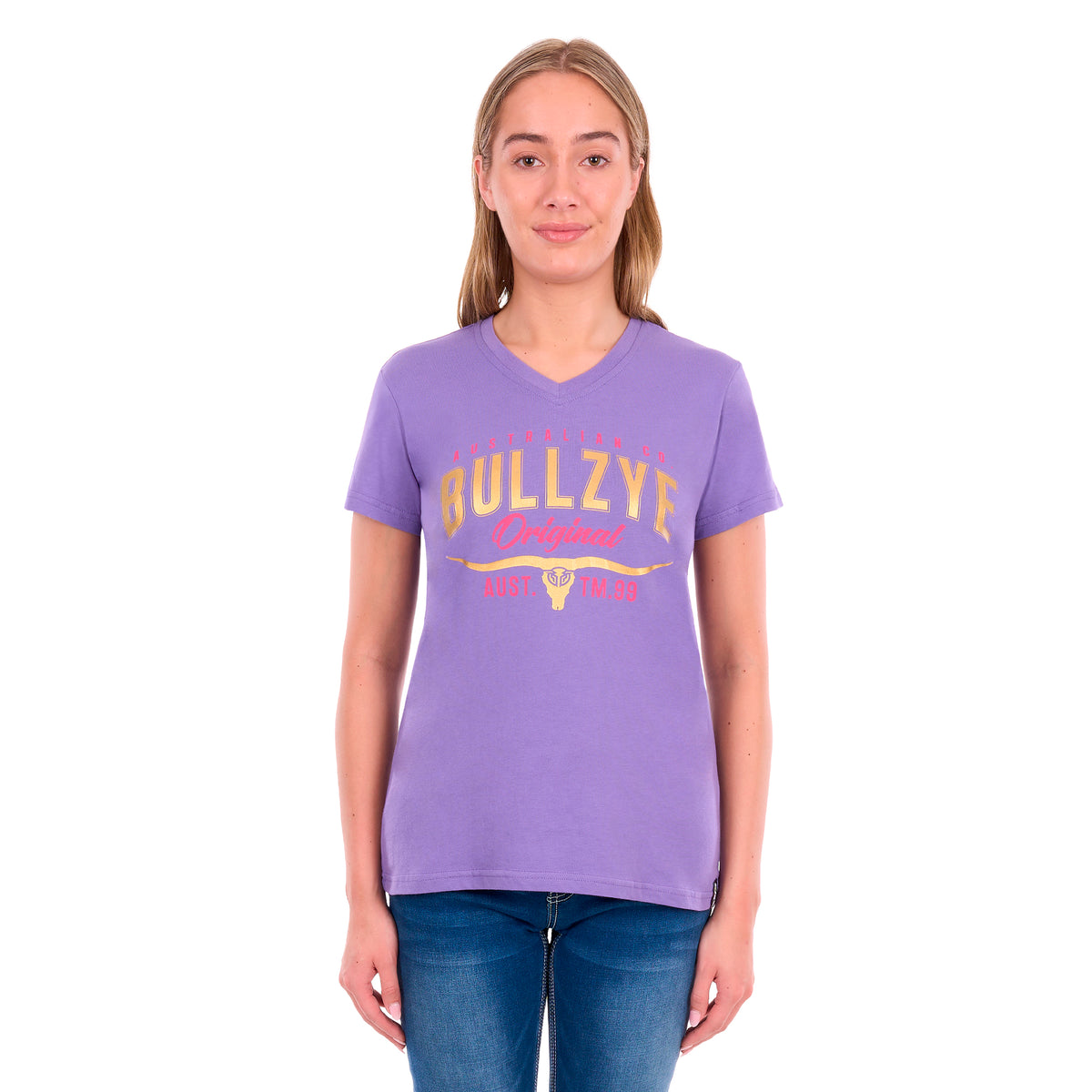 Bullzye Womens Annie V-Neck S/S Tee (B6S2502591) Violet