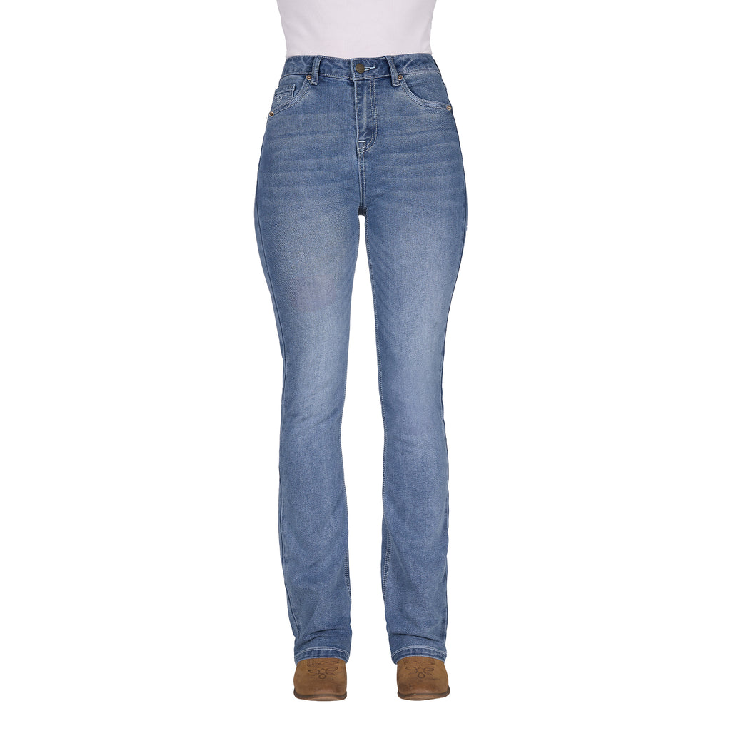 Bullzye Womens Beccy High Rise Bootcut Jeans (B6S2210686) Faded Blue