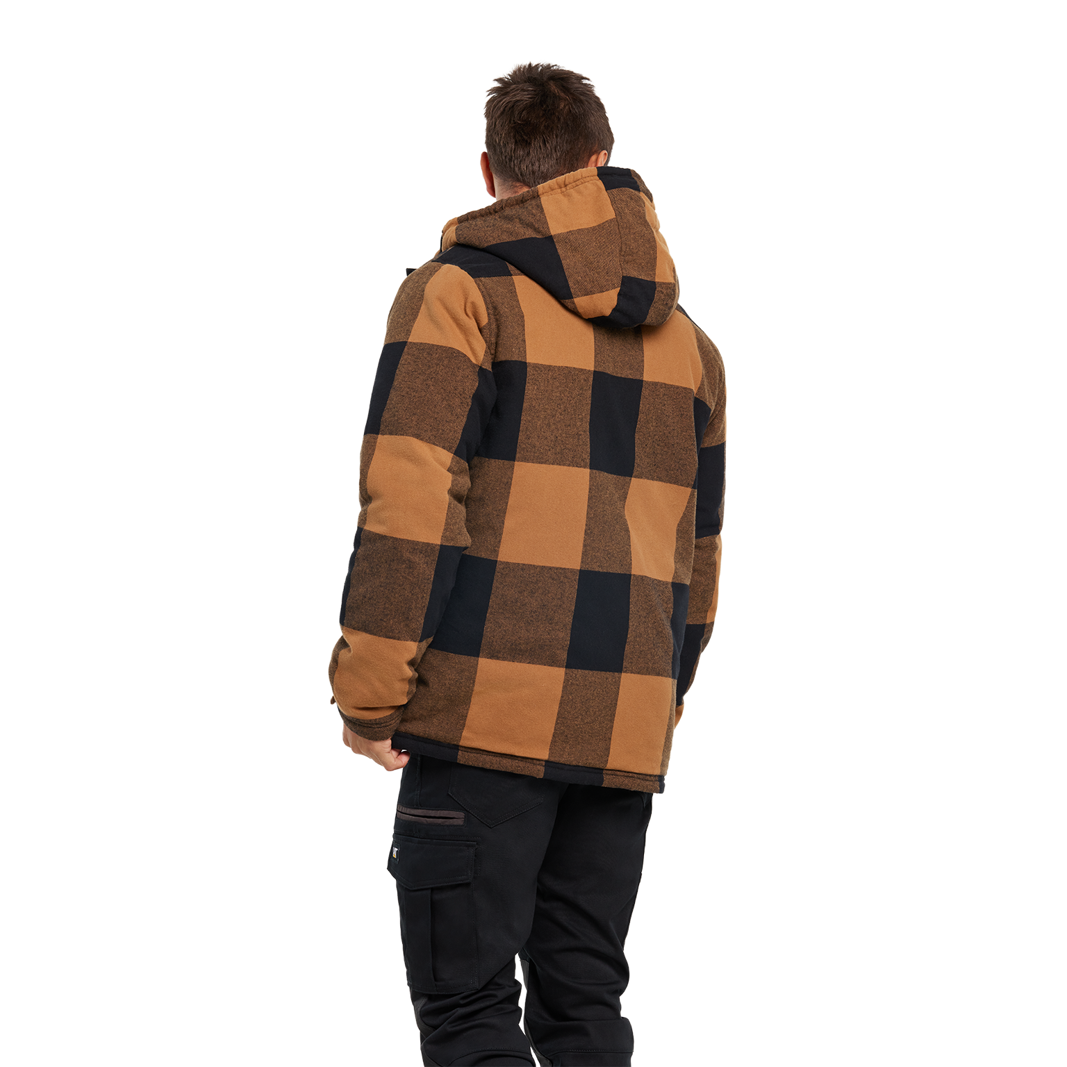CAT Mens Hooded Flannel Shirt Jacket (1040045.12949) Black/Bronze