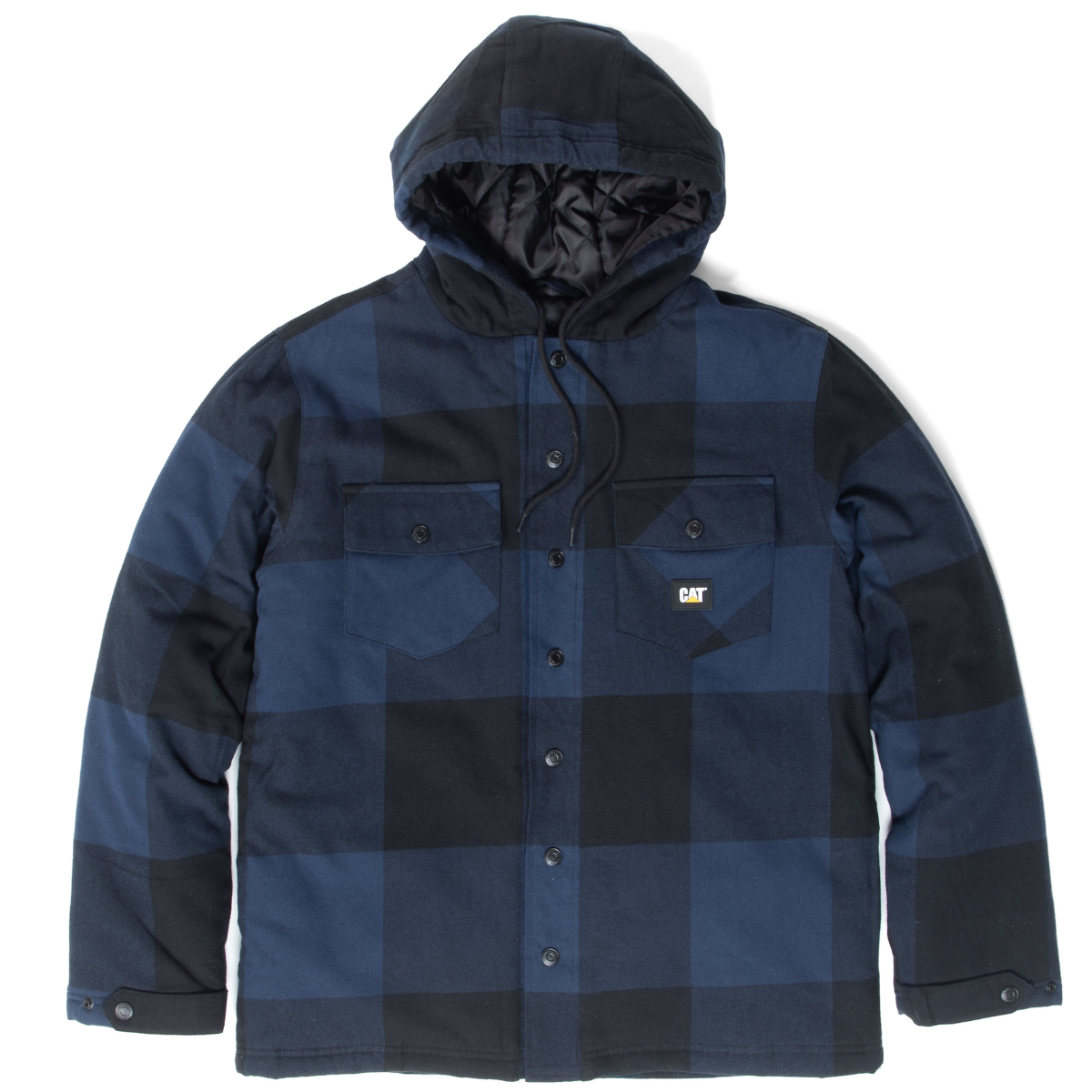 CAT Mens Hooded Flannel Shirt Jacket (1040045) Detroit Blue/Black
