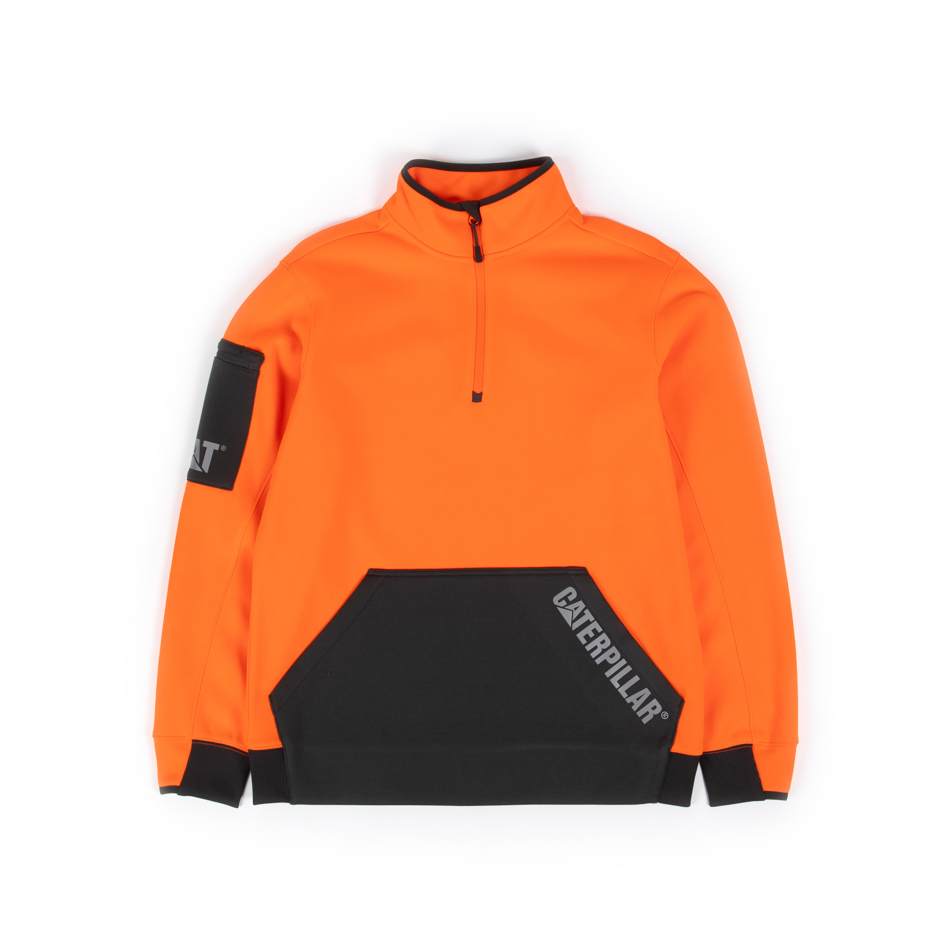 CAT Mens Impact Quarter Zip Hi Vis Sweatshirt (8050039) Orange