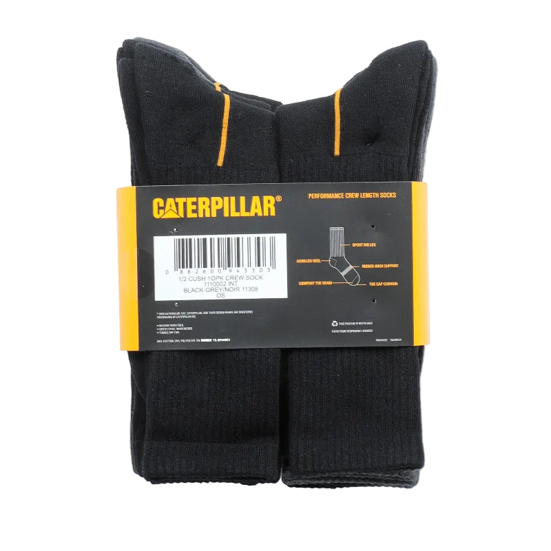 CAT Mens 10 Pack of Performance Crew Socks (1110002) Black/Grey
