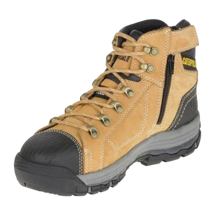 CAT Mens Convex Zip Sided Safety Boots (P720053) Honey