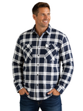 Ritemate Mens Pilbara Open Front L/S Flannelette Shirt (RM123SOF) Navy/White