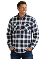 Ritemate Mens Pilbara Open Front L/S Flannelette Shirt (RM123SOF) Navy/White