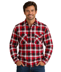 Ritemate Mens Pilbara Closed Front L/S Flannelette Shirt (RM123FCF) Red/Charcoal/White