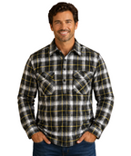 Ritemate Mens Pilbara Closed Front L/S Flannelette Shirt (RM123FCF) Black/Grey/White