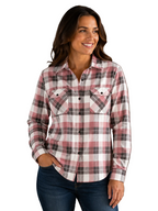 Ritemate Womens Pilbara Open Front L/S Flannelette Shirt (RM123W) Dusty Pink/Grey/White