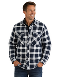 Ritemate Mens Pilbara Open Front L/S Flannelette Quilted Shirt (RM123SQS) Navy/White