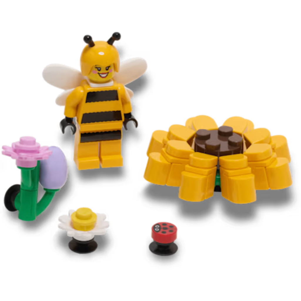 The Crocs 4LW Botanicals 5 Pack Shoe Charms by Crocs features vibrant floral and ladybug designs, perfect for personalizing your Crocs with a cheerful garden-inspired touch.