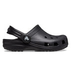 A black Crocs Children's Classic Clogs (206991-001) shown from a side view on a plain white background.