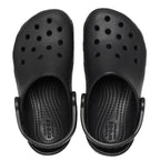 A pair of black Crocs Children's Classic Clogs (206991-001) shown on a plain white background.
