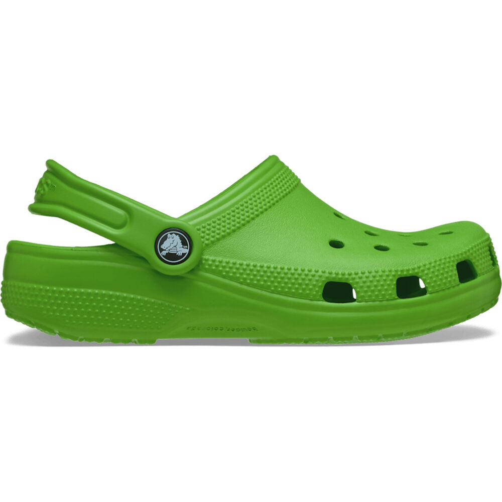 Crocs Children's Classic Clog (206991-30T) in the colour Crocs Green on a white background.