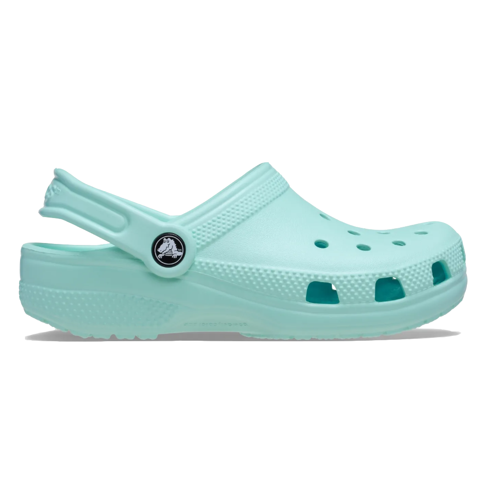 An aquamarine Crocs Children's Classic Clog (206991-4PD) shown in a side profile on a white background.