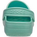 A single retro mint Crocs Children's Classic Clog (206991-5DV) shown from the heel on a clean white background.