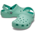 A pair of retro mint Crocs Children's Classic Clogs (206991-5DV) shown on a clean white background, with one clog in front and the other behind it.