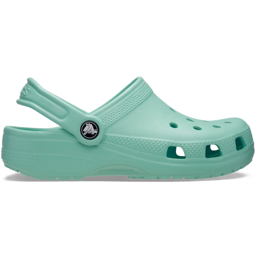 A single retro mint Crocs Children's Classic Clog (206991-5DV) shown in a side profile on a clean white background.