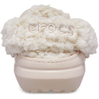 A single quartz coloured Crocs Children's Classic Fleece Lined Clog (212856-6UR) with a sherpa lining and strap shown from the heel on a white background.