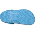 The sole of the Elite Blue Crocs Children's Classic Scented Snow Cone Clogs (213181-5DU) on a white background.