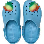 Elite Blue Crocs Children's Classic Scented Snow Cone Clogs (213181-5DU) with a colourful snow cone decoration on a white background.