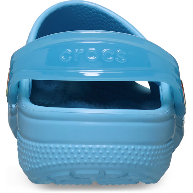 Elite Blue Crocs Toddlers Classic Scented Snow Cone Clogs (213182-5DU) viewed from the heel on a white background.