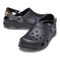 A pair of black Crocs Unisex Classic All-Terrain Clogs (206340-001) with adjustable straps and ventilation holes, shown on a clean white background.