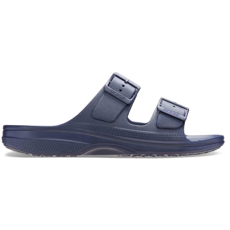 Navy Crocs Men's Saturday Sandals (212245-410) with two straps on a white background.