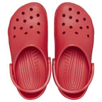 A top view of a pair of varsity red Crocs Unisex Classic Clogs (10001-6WC) on a plain white background.
