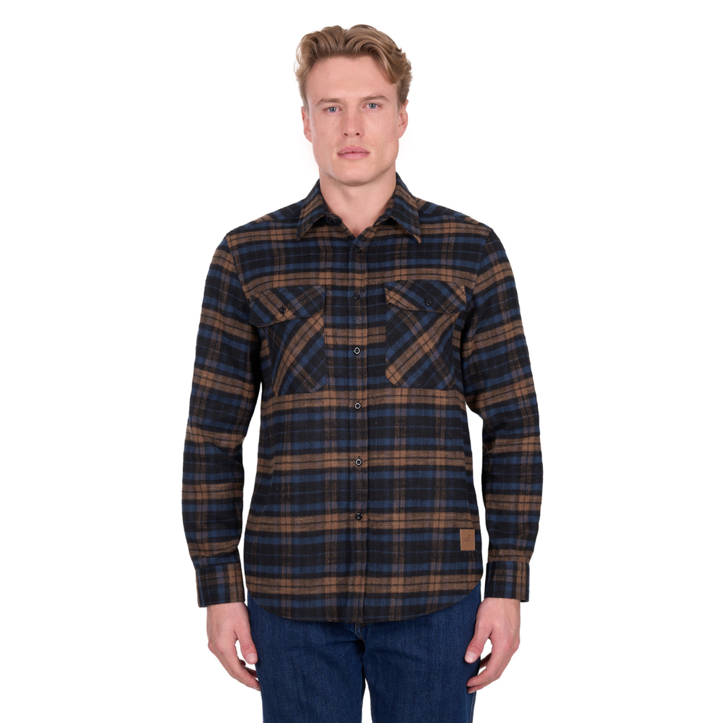 Dux-Bak Mens Hunter L/S Thermal Shirt (D6W1116205) Navy/Dark Tan