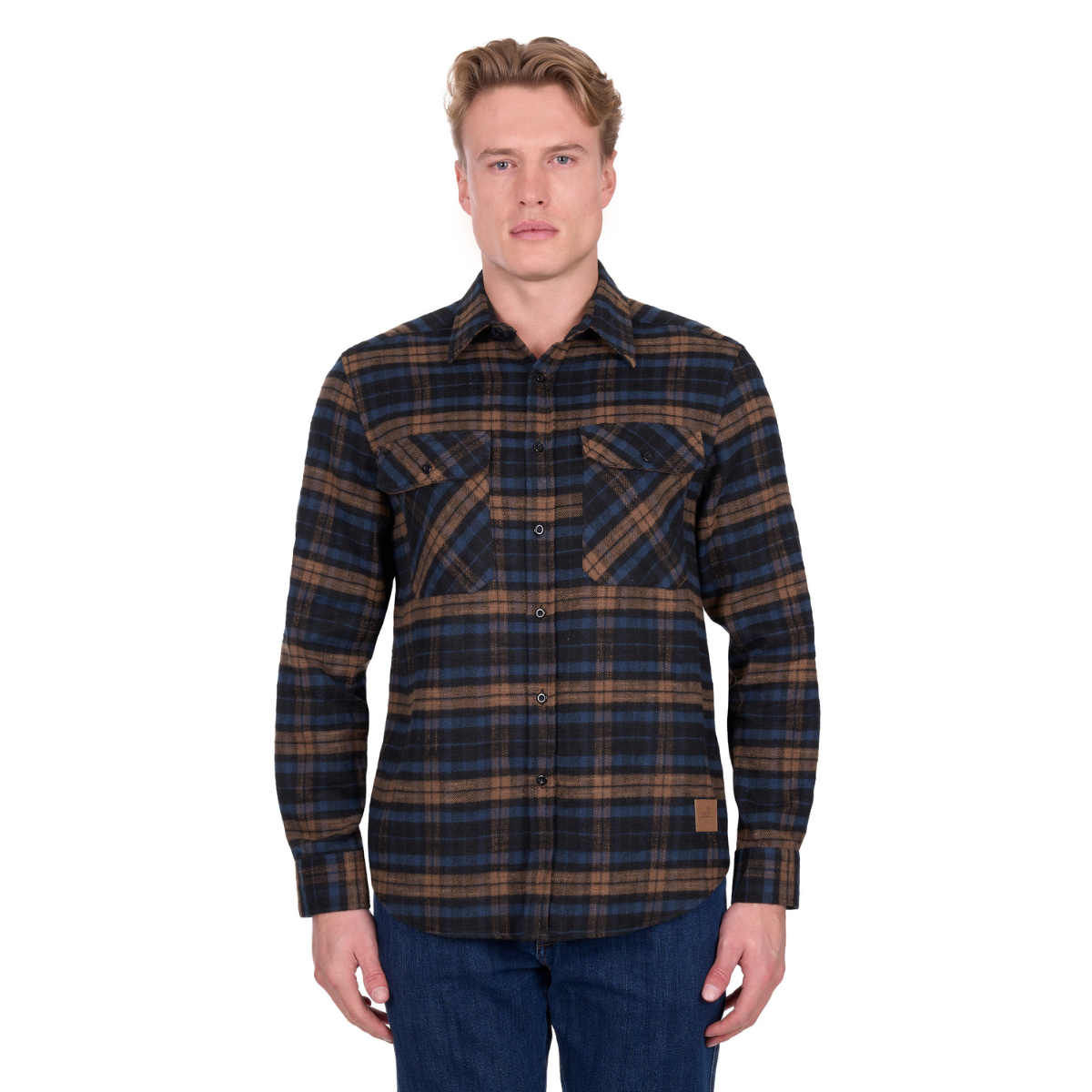 Dux-Bak Mens Hunter L/S Thermal Shirt (D6W1116205) Navy/Dark Tan