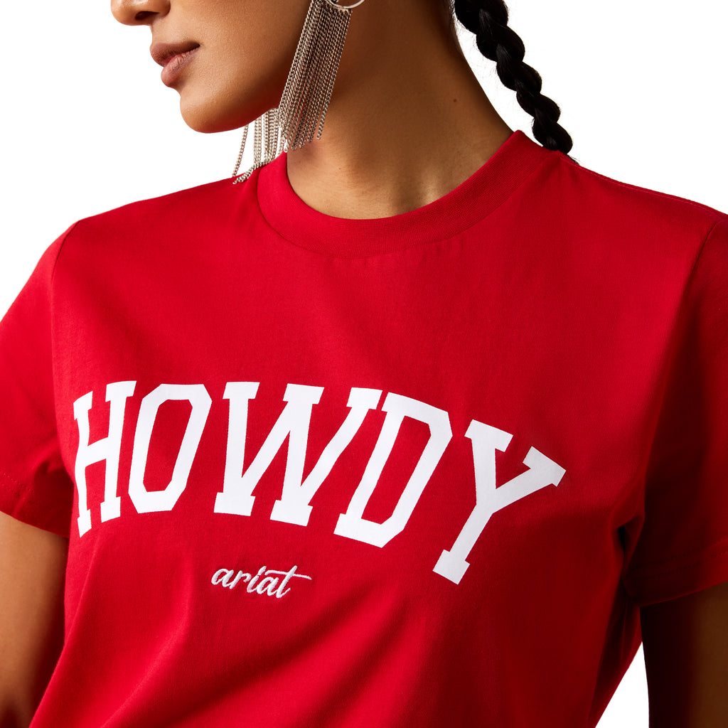 Ariat Womens Collegiate Howdy S/S Tee (10079903) Crimson/White