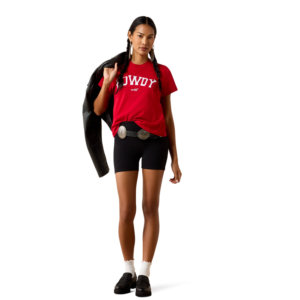 Ariat Womens Collegiate Howdy S/S Tee (10079903) Crimson/White