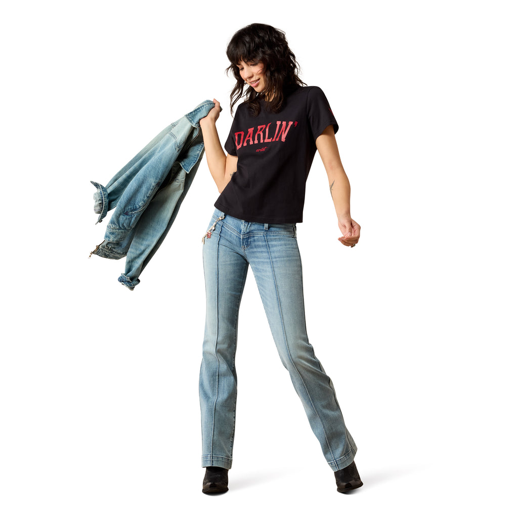 Ariat Womens Collegiate Darlin S/S Tee (10079918) Black/Garnet