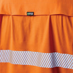 Close up detail of an orange and navy FXD Men's LSH-4T Vented Tech Hi-Vis Long Sleeve Work Shirt (FX02504010).