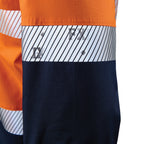 Close up detail of an orange and navy FXD Men's LSH-4T Vented Tech Hi-Vis Long Sleeve Work Shirt (FX02504010).