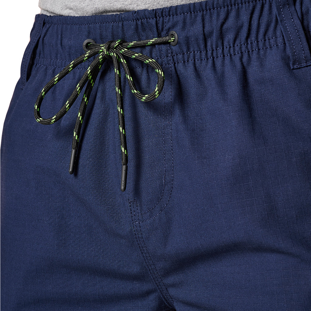 Close-up of navy FXD Men's WS-7 Work Shorts (FX02306022) showing waist band and drawcord detail.