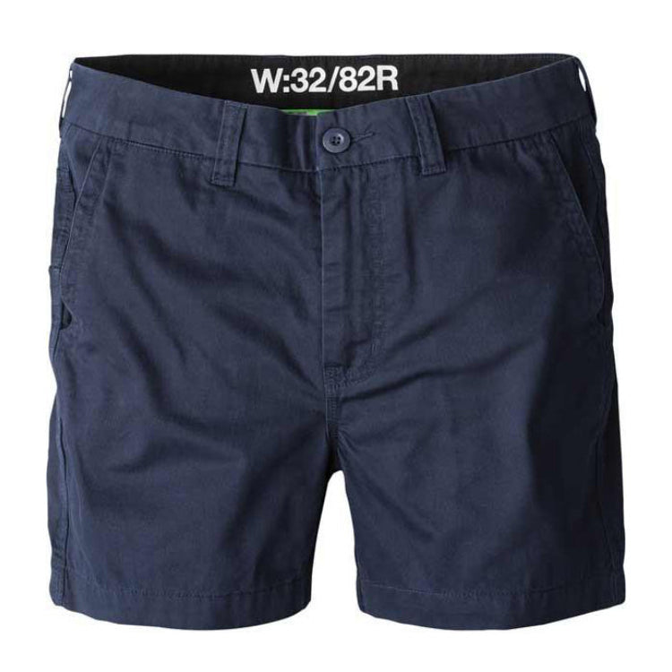 A flat lay of a pair of navy blue FXD Men's WS-2 Work Shorts (FX01136005) on a plain white background.