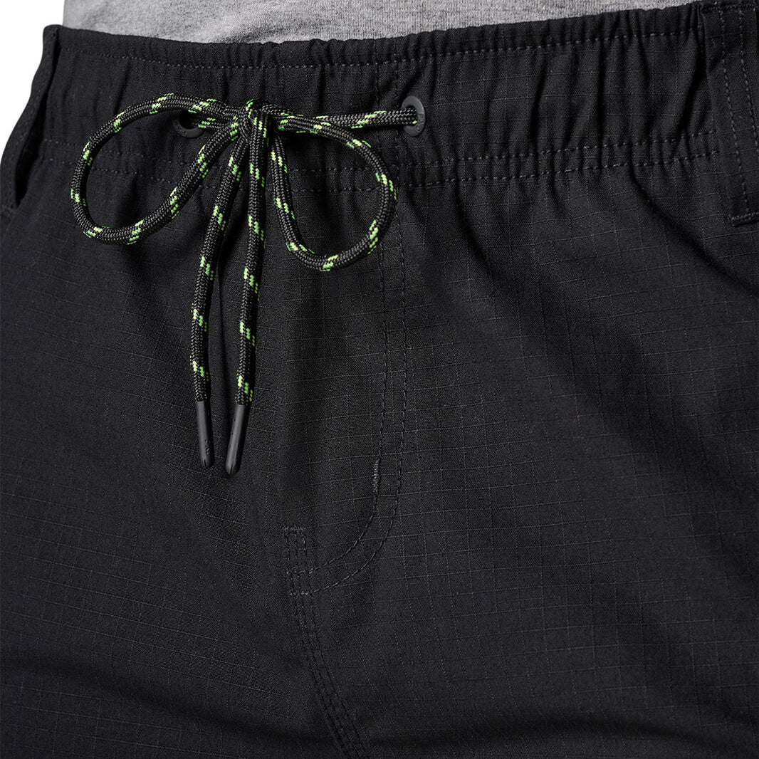 Close-up of black FXD Men's WS-7 Work Shorts (FX02306022) showing waist band and drawcord detail.