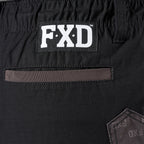 Close-up of black FXD Men's WS-7 Work Shorts (FX02306022) showing waist band and pocket detail.