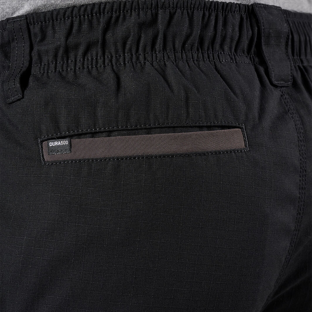Close-up of black FXD Men's WS-7 Work Shorts (FX02306022) showing waist band and pocket detail.